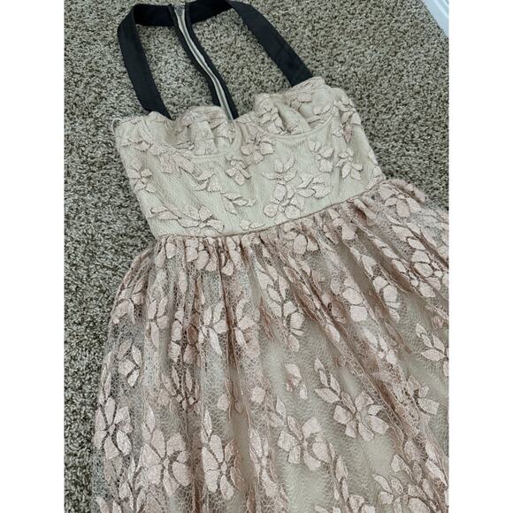 Alice + Olivia Nude Lace Gown Bustier leather t-back - Picture 12 of 12